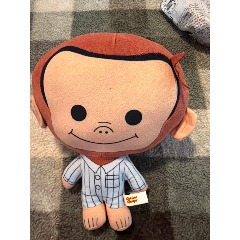 Curious George Plush Stuffed Animal Pajamas Blue Striped Monkey 8.5 Inch Toy
